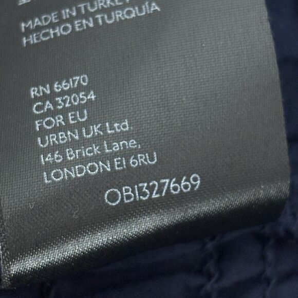 Anthropologie Maeve Smocked Top Large Navy Searsucker Windowpane Balloon Sleeve - Picture 5 of 11